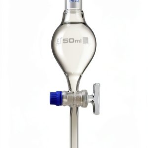 Separating Funnel 50ml Pear Shaped by EISCO with 14/23 Plastic Stopper-0