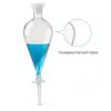 FSLAB Borosilicate Glass 1000ML Heavy Wall Conical Separatory Funnel with 24/40 Joints and PTFE Stopcock + Laboratory Distillation Support Rack for Titration Extraction Lab,Food,pear - 1L-3