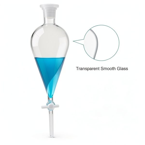 FSLAB Borosilicate Glass 1000ML Heavy Wall Conical Separatory Funnel with 24/40 Joints and PTFE Stopcock + Laboratory Distillation Support Rack for Titration Extraction Lab,Food,pear - 1L-3