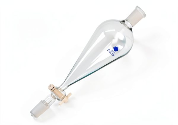 Glass Pyriform Separatory Funnel 500ml 24/40 PTFE Stopcock Deschem-8