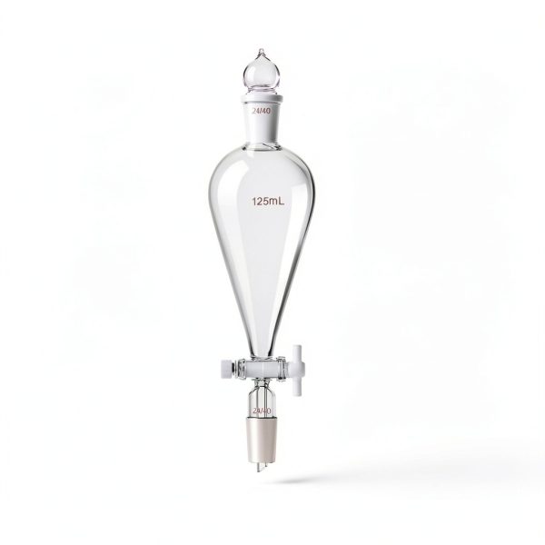 125ml,24/40,Lab Pyriform Separatory Funnel,PTFE Stopcock,Ground Joints-0