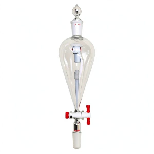 Glass Pyriform Separatory Funnel 500ml 24/40 PTFE Stopcock Deschem-4