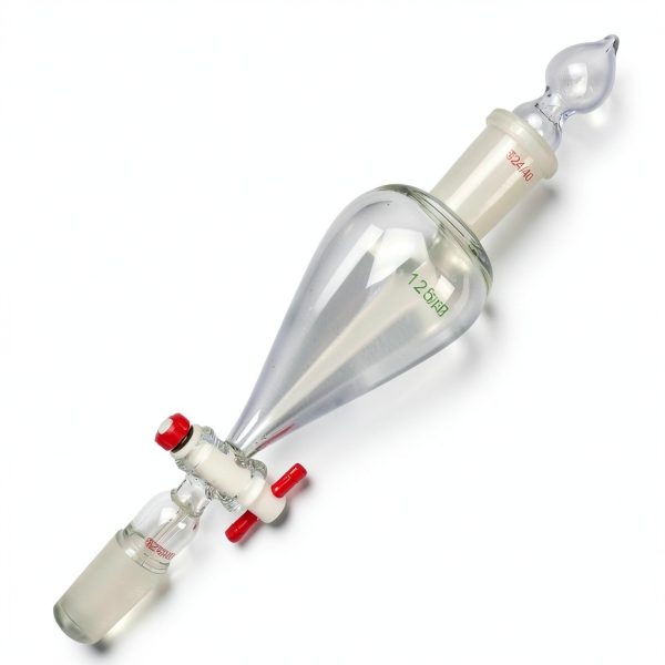 125ml,24/40,Lab Pyriform Separatory Funnel,PTFE Stopcock,Ground Joints-4