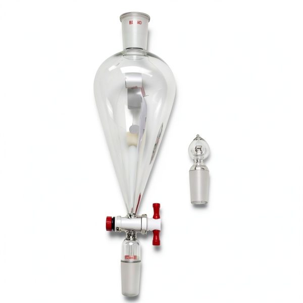 Glass Pyriform Separatory Funnel 500ml 24/40 PTFE Stopcock Deschem-1